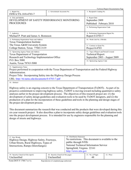 Development of Safety Performance Monitoring Procedures