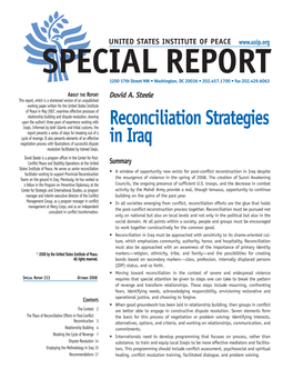 Reconciliation Strategies in Iraq