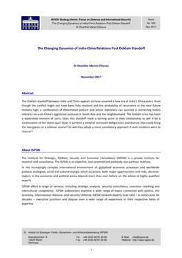 The Changing Dynamics of India-China Relations Post Doklam Standoff No