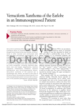 Verruciform Xanthoma of the Earlobe in an Immunosuppressed Patient