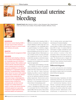 Dysfunctional Uterine Bleeding