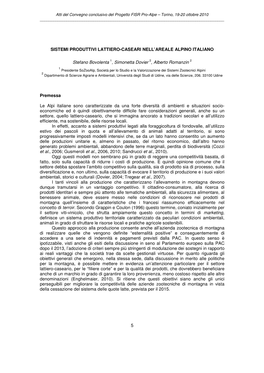 5 SISTEMI PRODUTTIVI LATTIERO-CASEARI NELL'areale ALPINO ITALIANO Stefano Bovolenta , Simonetta Dovier 2, Alberto Romanzin Pr