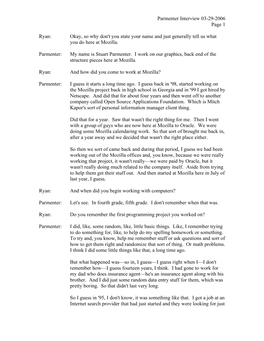 Parmenter Interview 03-29-2006 Page 1 Ryan: Okay, So Why Don't You