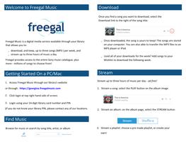 Freegal Music Getting Started on a PC/Mac Find Music Download Stream