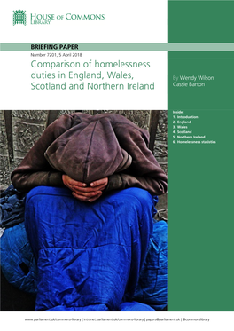 Comparison of Homelessness Duties in England, Wales, Scotland and Northern Ireland