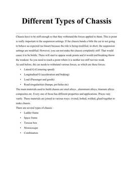 Different Types of Chassis