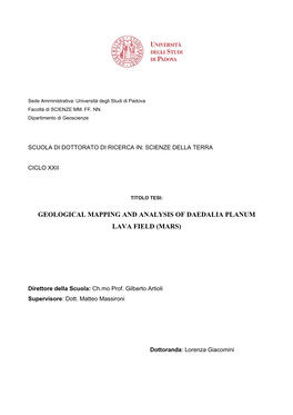 Geological Mapping and Analysis of Daedalia Planum Lava Field (Mars)