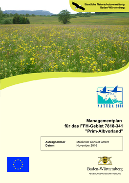 Managementplan Für Das FFH-Gebiet 7818-341 "Prim-Albvorland"