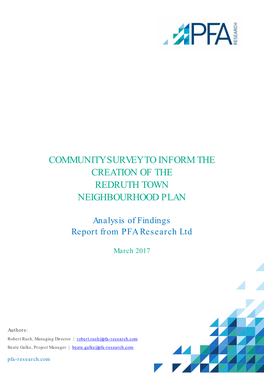 Community Survey to Inform the Creation of the Redruth Town Neighbourhood Plan