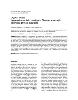 Hypocalcitonemia in Handigodu Disease: a Spondylo Epi (Meta) Physeal Dysplasia