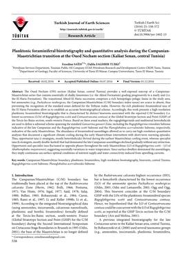 Planktonic Foraminiferal Biostratigraphy and Quantitative Analysis During the Campanian- Maastrichtian Transition at the Oued Ne