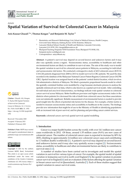 Spatial Variation of Survival for Colorectal Cancer in Malaysia