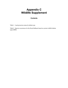 Appendix C Wildlife Supplement