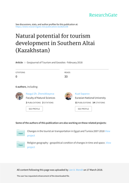 Natural Potential for Tourism Development in Southern Altai (Kazakhstan)