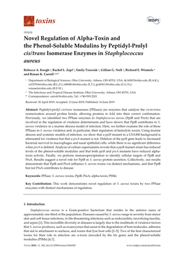 Novel Regulation of Alpha-Toxin and the Phenol-Soluble Modulins by Peptidyl-Prolyl Cis/Trans Isomerase Enzymes in Staphylococcus Aureus