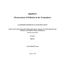 MOPITT Measurement of Pollution in the Troposphere