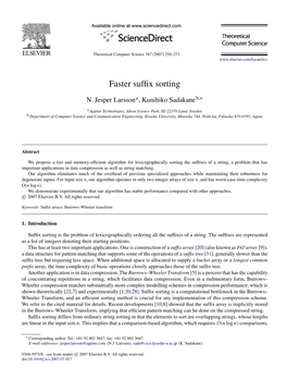 Faster Suffix Sorting