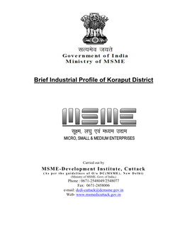 Brief Industrial Profile of Koraput District