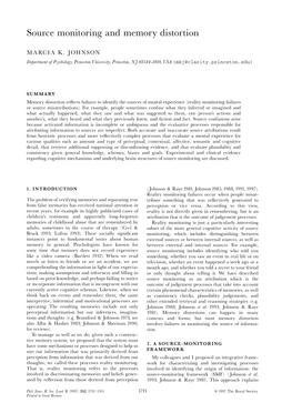 Source Monitoring and Memory Distortion