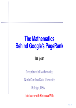 The Mathematics Behind Google's Pagerank