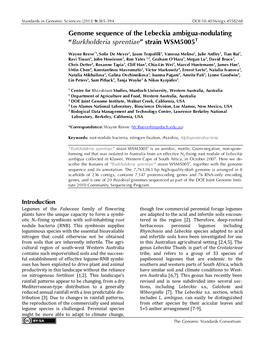 Burkholderia Sprentiae” Strain WSM5005T