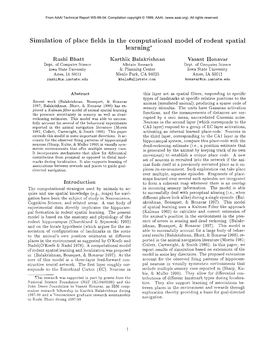 Simulation of Place Fields in the Computational Model of Rodent Spatial Learning*