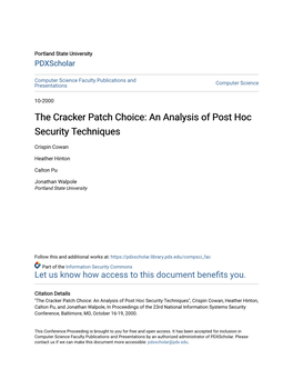 An Analysis of Post Hoc Security Techniques