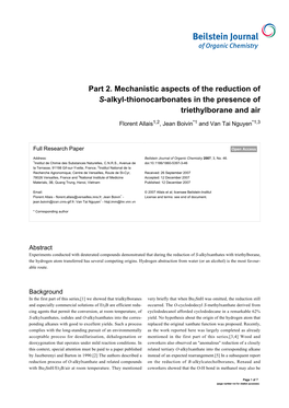 Part 2. Mechanistic Aspects of the Reduction of S-Alkyl-Thionocarbonates in the Presence of Triethylborane and Air