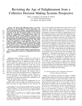 Revisiting the Age of Enlightenment from a Collective Decision Making Systems Perspective Marko A