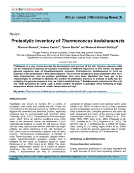 Proteolytic Inventory of Thermococcus Kodakaraensis