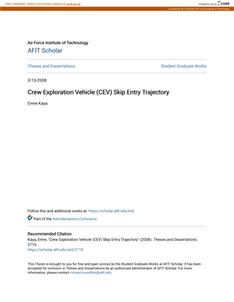 Crew Exploration Vehicle (CEV) Skip Entry Trajectory