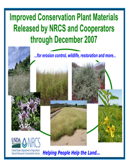 Improved Conservation Plants Released by NRCS and Cooperators Through December 2007