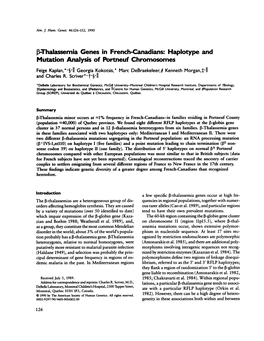 I-Thalassemia Genes in French-Canadians