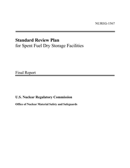 Standard Review Plan for Spent Fuel Dry Storage Facilities