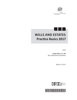 WILLS and ESTATES Practice Basics 2017