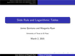 Slide Rule and Logarithmic Tables