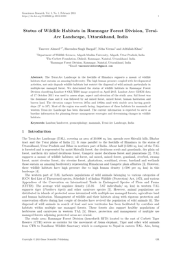 Status of Wildlife Habitats in Ramnagar Forest Division, Terai- Arc Landscape, Uttarakhand, India