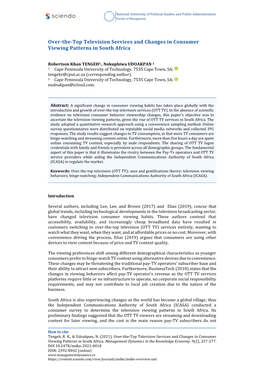 Over-The-Top Television Services and Changes in Consumer Viewing Patterns in South Africa