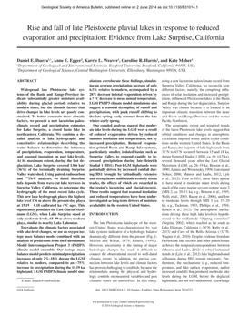 Rise and Fall of Late Pleistocene Pluvial Lakes in Response to Reduced Evaporation and Precipitation: Evidence from Lake Surprise, California