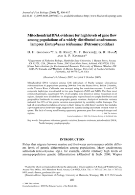 Mitochondrial DNA Evidence for High Levels of Gene Flow Among