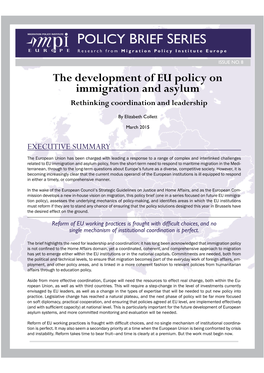 The Development of EU Policy on Immigration and Asylum Rethinking Coordination and Leadership