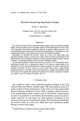 Extrema Concerning Asymmetric Graphs