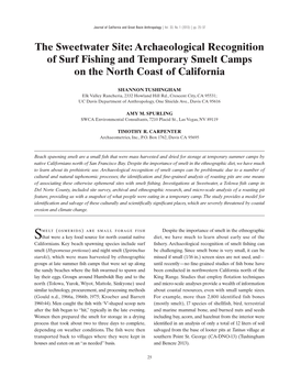 The Sweetwater Site: Archaeological Recognition of Surf Fishing and Temporary Smelt Camps on the North Coast of California