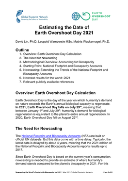 Estimating the Date of Earth Overshoot Day 2021
