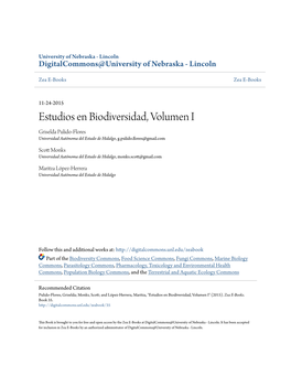 Estudios En Biodiversidad, Volumen I Griselda Pulido-Flores Universidad Autónoma Del Estado De Hidalgo, G.Pulido.Flores@Gmail.Com