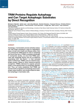 TRIM Proteins Regulate Autophagy and Can Target Autophagic Substrates by Direct Recognition