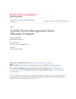 A Global Trend in Belowground Carbon Allocation: Comment Knute J
