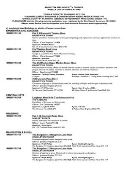A) Involving Listed Buildings Or Within a Conservation Area: BRUNSWICK and ADELAIDE BH2007/03122 Flat 2 4 Brunswick Terrace Ho