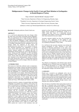 Multiparameter Changes in the Earth's Crust and Their Relation to Earthquakes in Denizli Region of Turkey