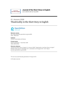 Journal of the Short Story in English, 51